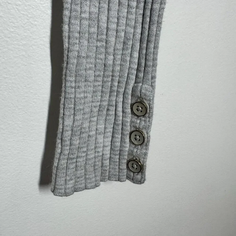J.McLaughlin Cotton Minimal Crewneck Sweater‎ Women M Gray Preppy Quite Luxury